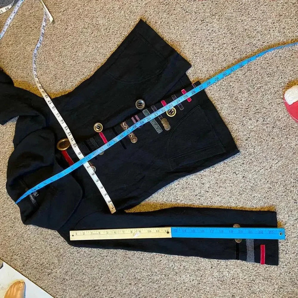 VTG Boho Art To Wear Y2K Luciano Dante Wool Black Jacket Women Size S Pocket - Picture 3 of 7